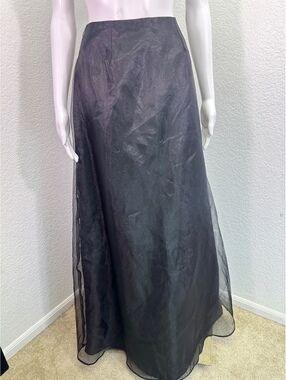 Sz 14 Panoply Sheer Black Overlay Full Maxi Skirt Whimsigoth Formal Shimmery